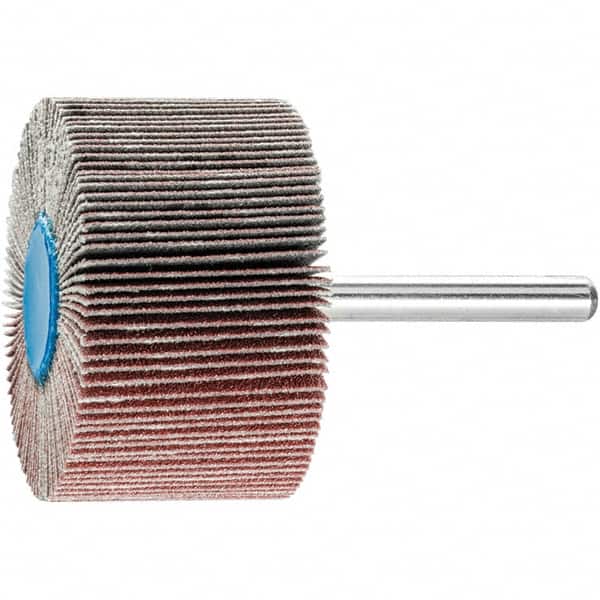 PFERD - 2" Diam x 1" Face Width, Aluminum Oxide Coated Mounted Flap Wheel - 1/4" Shank Mount, 40 Grit, 23,000 Max RPM - Exact Tooling