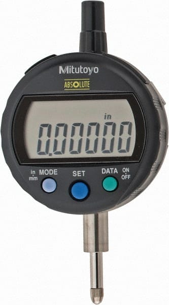 Mitutoyo - 0 to 12.7mm Range, 0.00005" Graduation, Electronic Drop Indicator - Flat Back, Accurate to 0.0001", English & Metric System, LCD Display - Exact Tooling