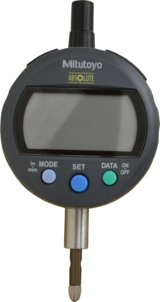 Mitutoyo - 0 to 12.7mm Range, 0.00005" Graduation, Electronic Drop Indicator - Lug-on-center Back, Accurate to 0.0001", English & Metric System, LCD Display - Exact Tooling