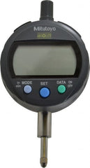 Mitutoyo - 0 to 12.7mm Range, 0.0005" Graduation, Electronic Drop Indicator - Flat Back, Accurate to 0.001", English & Metric System, LCD Display - Exact Tooling