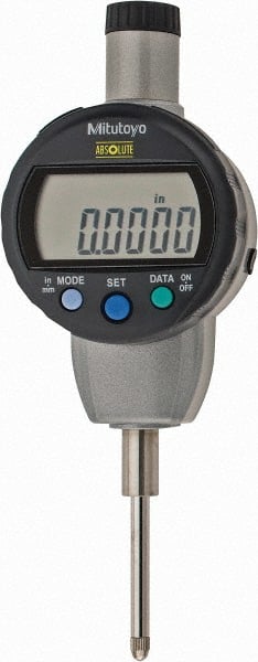 Mitutoyo - 0 to 1" Range, 0.0005" Graduation, Electronic Drop Indicator - Flat Back, Accurate to 0.001", English & Metric System, LCD Display - Exact Tooling
