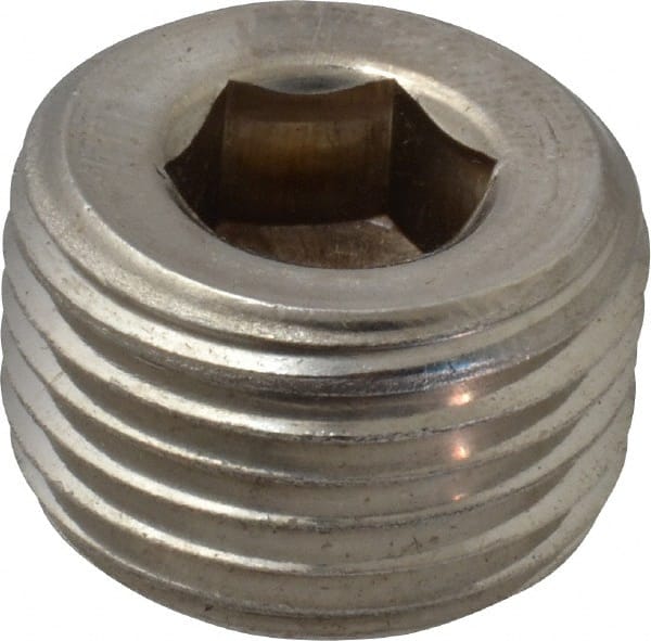 Merit Brass - 1/2" Grade 316/316L Stainless Steel Pipe Hex Countersunk Plug - MNPT End Connections, 150 psi - Exact Tooling