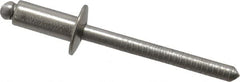 RivetKing - Size 64 Dome Head Stainless Steel Open End Blind Rivet - Stainless Steel Mandrel, 0.188" to 1/4" Grip, 3/8" Head Diam, 0.192" to 0.196" Hole Diam, 0.45" Length Under Head, 3/16" Body Diam - Exact Tooling