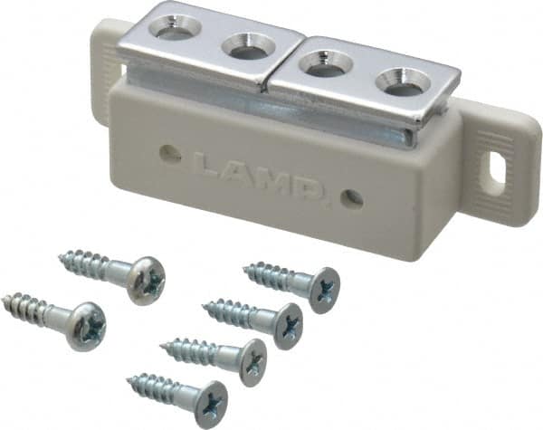 Sugatsune - 2.36" Long x 0.71" Wide x 0.63" High, Plastic & Steel Magnetic Touch Latch - White Finish, 6.1 Magnetic Force, 25/32" Long Strike, 35/64" Wide Strike - Exact Tooling