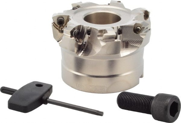 Seco - 7 Inserts, 3" Cutter Diam, 0.08" Max Depth of Cut, Indexable High-Feed Face Mill - 1" Arbor Hole Diam, 2" High, R220.21 Toolholder, 218.19-160.. Inserts, Series R220.21 - Exact Tooling