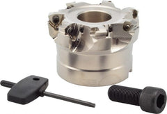 Seco - 7 Inserts, 3" Cutter Diam, 0.08" Max Depth of Cut, Indexable High-Feed Face Mill - 1" Arbor Hole Diam, 2" High, R220.21 Toolholder, 218.19-160.. Inserts, Series R220.21 - Exact Tooling