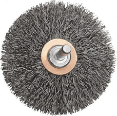 DeWALT - 3" OD, 1/4" Shank Diam, Crimped Steel Wheel Brush - 15/16" Trim Length, 0.014" Filament Diam, 20,000 RPM - Exact Tooling