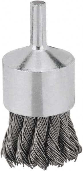 DeWALT - 3/4" Brush Diam, Knotted, End Brush - 1/4" Diam Steel Shank, 1/4" Pilot Diam, 20,000 Max RPM - Exact Tooling