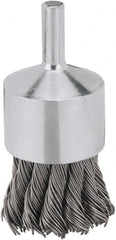 DeWALT - 3/4" Brush Diam, Knotted, End Brush - 1/4" Diam Steel Shank, 1/4" Pilot Diam, 20,000 Max RPM - Exact Tooling