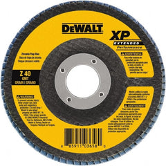 DeWALT - 60 Grit, 5" Disc Diam, 7/8" Center Hole, Type 27 Zirconia Alumina Flap Disc - 12,200 Max RPM, Cloth Backing, Arbor Attaching System, Coated - Exact Tooling