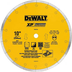 DeWALT - 10" Diam, 5/8" Arbor Hole Diam, Wet & Dry Cut Saw Blade - Diamond-Tipped, Standard Round Arbor - Exact Tooling
