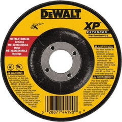 DeWALT - 24 Grit, 6" Wheel Diam, 1/4" Wheel Thickness, 7/8" Arbor Hole, Type 27 Depressed Center Wheel - Zirconia Alumina, Resinoid Bond, 10,100 Max RPM, Compatible with Angle Grinder - Exact Tooling