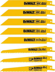 DeWALT - 8 Pieces, 4" to 6" Long x 0.04" Thickness, Bi-Metal Reciprocating Saw Blade Set - Straight Profile, 4 to 24 Teeth, Toothed Edge - Exact Tooling