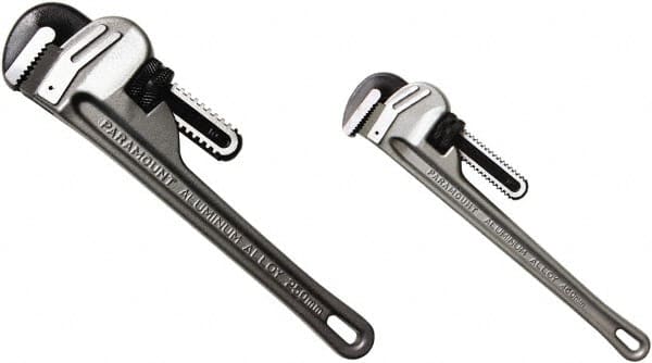 Paramount - 2 Piece, 0" to 1-1/2" & 0" to 2-1/2", Straight Pipe Wrench Set - Inch Measurement Standard - Exact Tooling