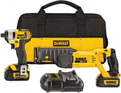 DeWALT - 2 Piece 20 Volt Cordless Tool Combination Kit - Includes 1/4" Impact Driver, Reciprocating Saw, Fast Charger, Contractor Bag & Belt Hook, Lithium-Ion - Exact Tooling