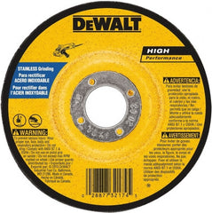 DeWALT - 30 Grit, 6" Wheel Diam, 1/4" Wheel Thickness, 7/8" Arbor Hole, Type 27 Depressed Center Wheel - Aluminum Oxide, 10,100 Max RPM, Compatible with Angle Grinder - Exact Tooling