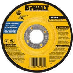 DeWALT - 30 Grit, 7" Wheel Diam, 1/4" Wheel Thickness, 7/8" Arbor Hole, Type 27 Depressed Center Wheel - Aluminum Oxide, 8,700 Max RPM, Compatible with Angle Grinder - Exact Tooling