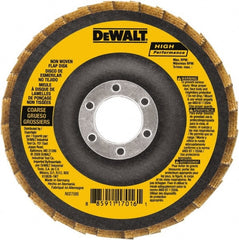 DeWALT - 100 Grit, 4-1/2" Disc Diam, 5/8-11 Center Hole, Type 27 Aluminum Oxide Flap Disc - 13,300 Max RPM, Fiberglass Backing, Arbor Attaching System, Non-Woven - Exact Tooling