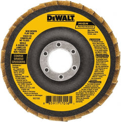 DeWALT - 4-1/2" Disc Diam, 7/8" Center Hole, Type 27 Aluminum Oxide Flap Disc - 13,300 Max RPM, Fiberglass Backing, Arbor Attaching System, Non-Woven - Exact Tooling