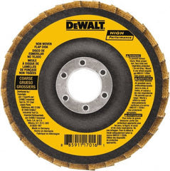 DeWALT - 100 Grit, 4-1/2" Disc Diam, 7/8" Center Hole, Type 27 Aluminum Oxide Flap Disc - 13,300 Max RPM, Fiberglass Backing, Arbor Attaching System, Non-Woven - Exact Tooling