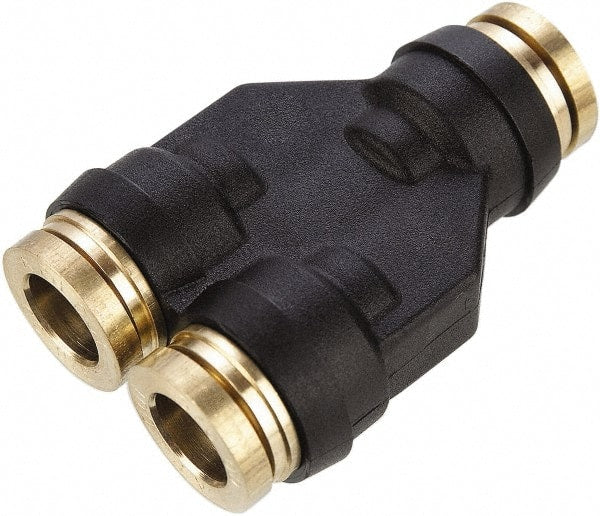 Parker - 3/8" Tube OD, Composite Push-to-Connect Tube Union Y - Tube to Tube Connection, 250 Max psi, Buna-N O-Ring, -40 to 200°F Working Temp - Exact Tooling