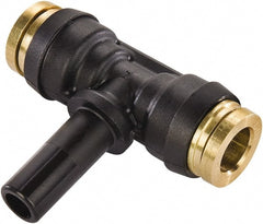 Parker - 1/4" Tube OD, Composite Push-to-Connect Tube Plug-In Branch Tee - Tube to Stem Connection, 250 Max psi, Buna-N O-Ring, -40 to 200°F Working Temp - Exact Tooling