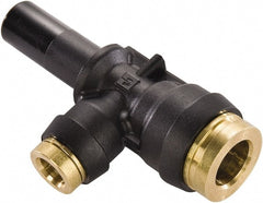 Parker - 1/4" Tube OD, Composite Push-to-Connect Tube Plug-In Run Tee - Tube to Stem Connection, 250 Max psi, Buna-N O-Ring, -40 to 200°F Working Temp - Exact Tooling