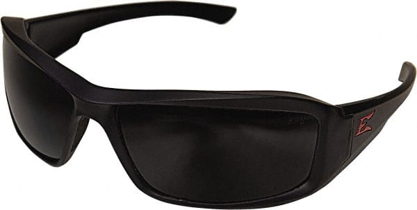 Edge Eyewear - Smoke Lenses, Framed Safety Glasses - Scratch Resistant, Black Nylon Frame, Size Universal, Wrap Around - Exact Tooling
