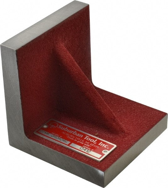 Suburban Tool - 4" Wide x 4" Deep x 4" High Cast Iron Precision-Ground Angle Plate - Standard Plate, Flat Surface, Single Web, 5/8" Thick, Single Plate - Exact Tooling