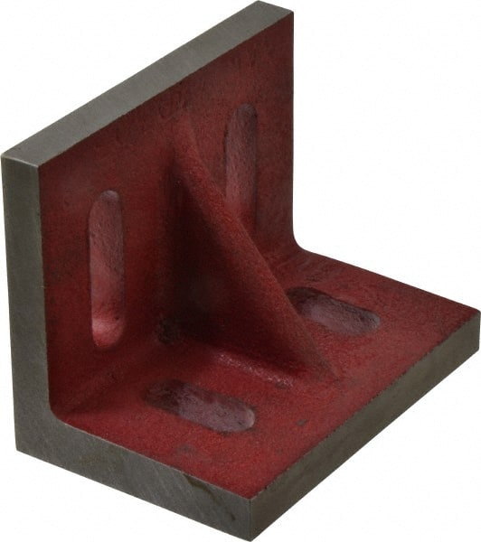 Suburban Tool - 4-1/2" Wide x 3" Deep x 3-1/2" High Cast Iron Machined Angle Plate - Standard Plate, Through-Slots on Surface, Single Web, 9/16" Thick, Single Plate - Exact Tooling