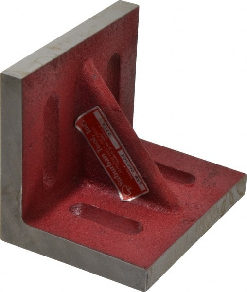Suburban Tool - 6" Wide x 4-1/2" Deep x 5" High Cast Iron Machined Angle Plate - Standard Plate, Through-Slots on Surface, Single Web, 11/16" Thick, Single Plate - Exact Tooling