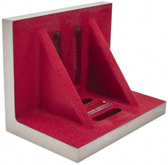 Suburban Tool - 8" Wide x 5" Deep x 6" High Cast Iron Machined Angle Plate - Standard Plate, Through-Slots on Surface, Double Web, 3/4" Thick, Single Plate - Exact Tooling