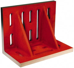 Suburban Tool - 12" Wide x 8" Deep x 9" High Cast Iron Machined Angle Plate - Standard Plate, Through-Slots on Surface, Double Web, 1" Thick, Single Plate - Exact Tooling