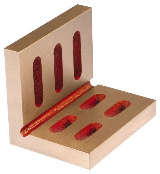 Suburban Tool - 7" Wide x 4-1/2" Deep x 5-1/2" High Cast Iron Machined Angle Plate - Standard Plate, Through-Slots on Surface, Open End, 13/16" Thick, Single Plate - Exact Tooling