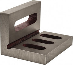 Suburban Tool - 4-1/2" Wide x 3" Deep x 3-1/2" High Cast Iron Machined Angle Plate - Standard Plate, Through-Slots on Surface, Open End, 5/8" Thick, Single Plate - Exact Tooling