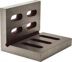 Suburban Tool - 6" Wide x 4-1/2" Deep x 5" High Cast Iron Machined Angle Plate - Standard Plate, Through-Slots on Surface, Open End, 13/16" Thick, Single Plate - Exact Tooling