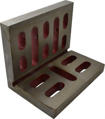 Suburban Tool - 9" Wide x 6" Deep x 7" High Cast Iron Machined Angle Plate - Standard Plate, Through-Slots on Surface, Open End, 15/16" Thick, Single Plate - Exact Tooling