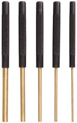 SPI - 5 Piece, 1/8 to 3/8", Pin Punch Set - Brass & Steel, Comes in Vinyl Pouch - Exact Tooling