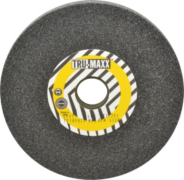Tru-Maxx - 46 Grit Aluminum Oxide Bench & Pedestal Grinding Wheel - 6" Diam x 1" Hole x 1/2" Thick, 4138 Max RPM, O Hardness, Coarse Grade , Vitrified Bond - Exact Tooling