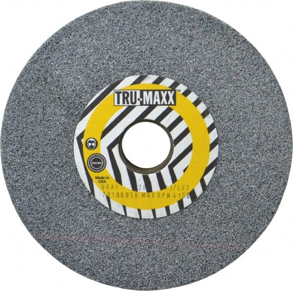 Tru-Maxx - 36 Grit Aluminum Oxide Bench & Pedestal Grinding Wheel - 6" Diam x 1" Hole x 3/4" Thick, 5410 Max RPM, O Hardness, Very Coarse Grade , Vitrified Bond - Exact Tooling