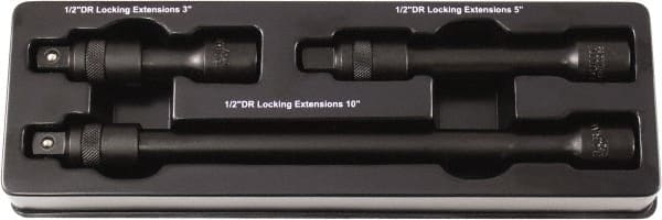 Paramount - 1/2" Drive Socket Impact Locking Extension Set - 3 Pieces, Includes 3, 5, 10" Lengths - Exact Tooling