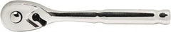 Paramount - 1/4" Drive Pear Head Quick-Release Ratchet - Chrome Finish, 5-1/2" OAL, 72 Gear Teeth - Exact Tooling