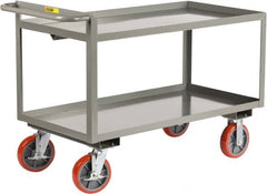 Little Giant - 3,600 Lb Capacity, 30" Wide x 66" Long x 36" High Shelf Cart - 2 Shelf, Steel, 2 Rigid/2 Swivel Casters - Exact Tooling