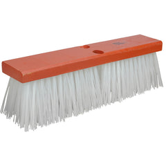 14″ Street Broom, 4″ Trim, White Polypropylene Fill, Orange Block - Exact Tooling