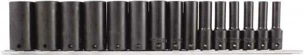 Paramount - 15 Piece 3/8" Drive Chrome Phosphate Finish Deep Well Impact Socket Set - 6 Points, 1/4" to 1" Range, Inch Measurement Standard - Exact Tooling