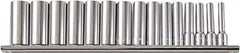 Paramount - 15 Piece 1/2" Drive Chrome Vanadium Finish Deep Well Socket Set - 12 Points, 3/8" to 1-1/4" Range, Inch Measurement Standard - Exact Tooling