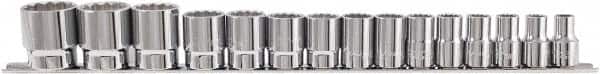 Paramount - 15 Piece 1/2" Drive Chrome Vanadium Finish Socket Set - 12 Points, 10mm to 32mm Range, Metric Measurement Standard - Exact Tooling