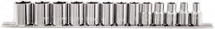 Paramount - 13 Piece 3/8" Drive Chrome Vanadium Finish Socket Set - 6 Points, 7mm to 19mm Range, Metric Measurement Standard - Exact Tooling