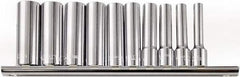 Paramount - 10 Piece 1/4" Drive Chrome Vanadium Finish Deep Well Socket Set - 6 Points, 4mm to 13mm Range, Metric Measurement Standard - Exact Tooling