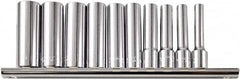 Paramount - 10 Piece 1/4" Drive Chrome Vanadium Finish Deep Well Socket Set - 6 Points, 3/16" to 9/16" Range, Inch Measurement Standard - Exact Tooling